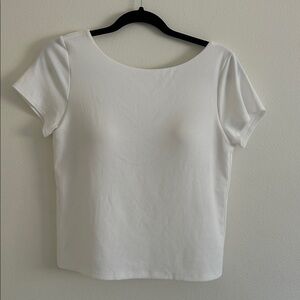 Uniqlo AIRism Cotton Low Back Bra T-Shirt White NWT Size Large